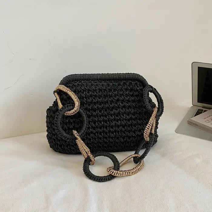 Sac à bandoulière rond grand format avec chaîne pour femme