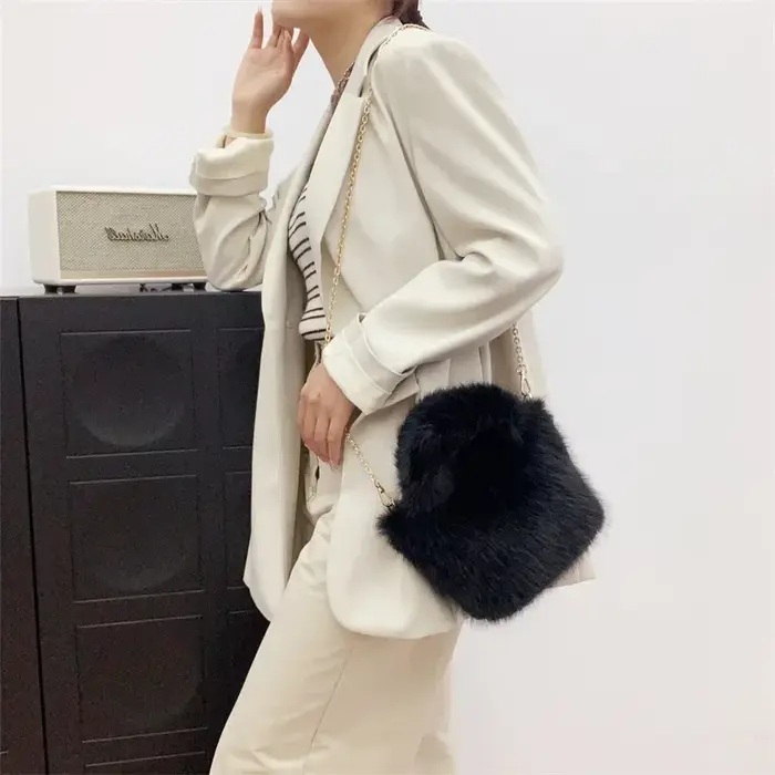 Sac à Main de Luxe en Fausse Fourrure pour Femme