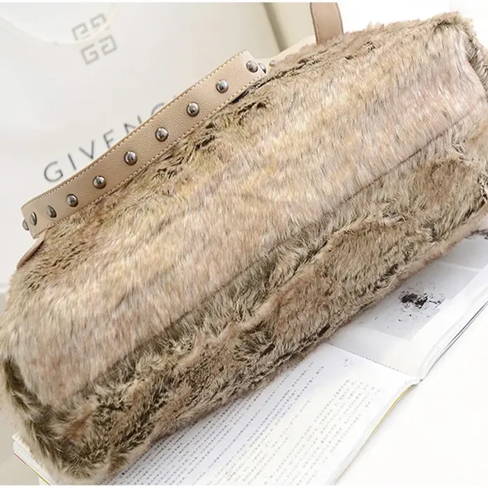 Sac à main fourre-tout en fausse fourrure pour femme