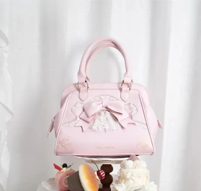 Sac fourre-tout grande capacité Lolita en dentelle avec nœud