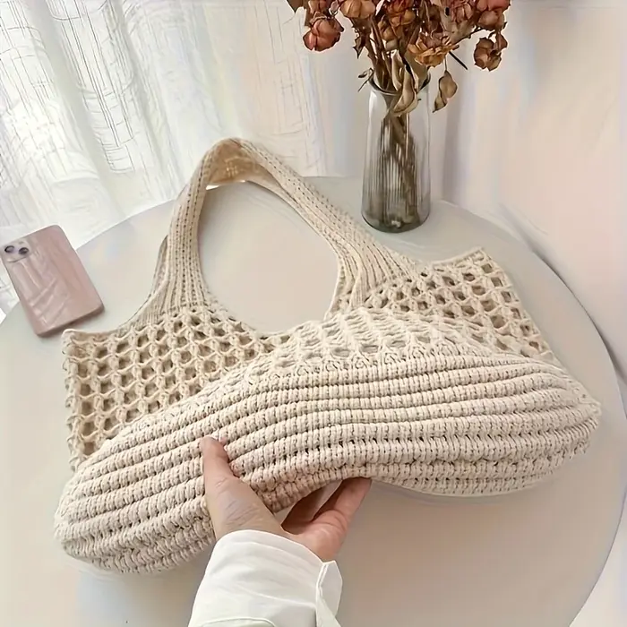 Sac fourre-tout de plage au crochet pour femme