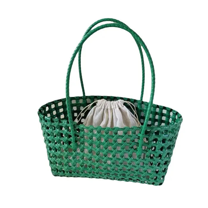 Sac cabas de plage en plastique tressé style campagnard bohème grande capacité pour femme en PVC