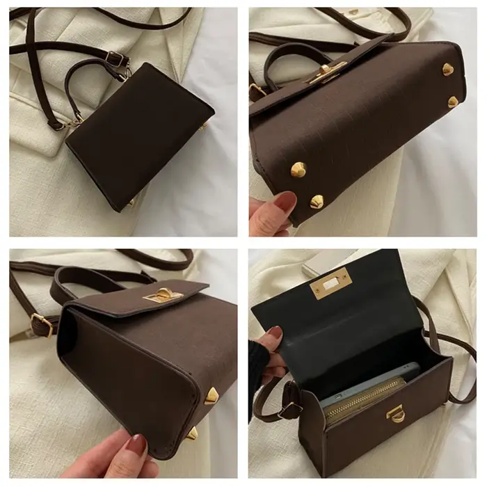 Sac à bandoulière tendance en cuir PU à carreaux