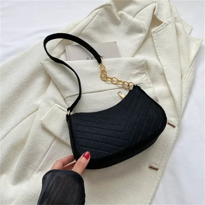 Mini sac à bandoulière en feutre pour femmes, sacoche ergonomique sous les bras, pochette à bandouli