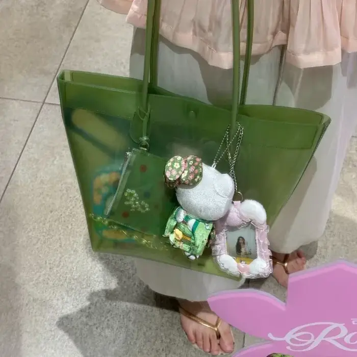 Sac fourre-tout transparent en PVC couleur gelée