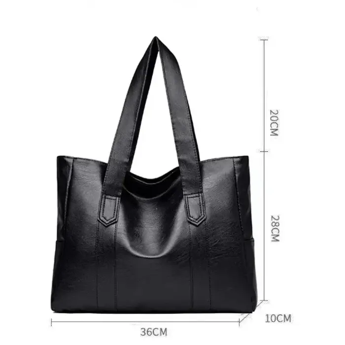 Grand sac cartable en cuir souple pour femmes, classique, couleur unie, Simple, décontracté, grande capacité, fourre-tout à bandoulière unique