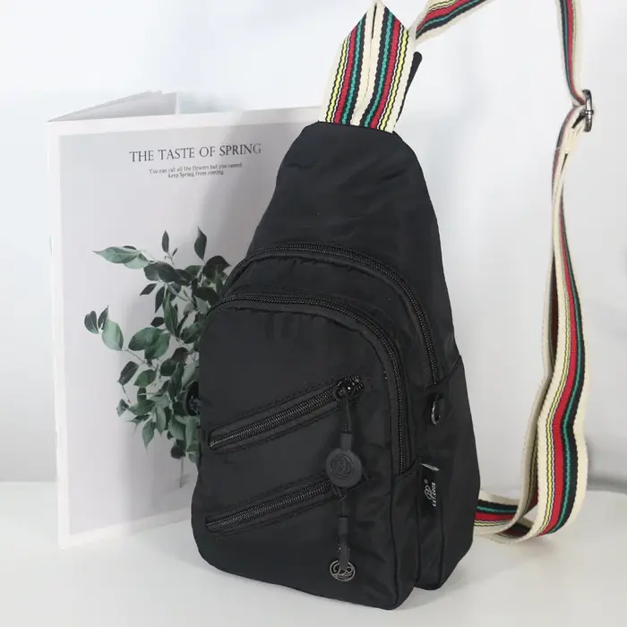 Sac à bandoulière multi-poches pour femmes, sac de poitrine de grande capacité, matériau en nylon, r