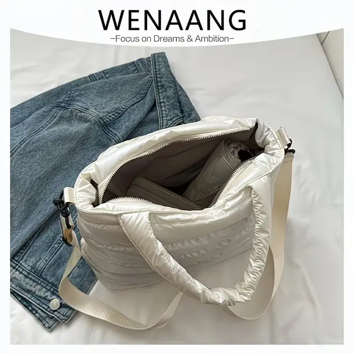 Sac à bandoulière pour femme, tendance et décontracté, sac à bandoulière matelassé minimaliste de couleur unie, sac à main multi-poches en PU avec fermeture éclair, sac à bandoulière pour femme automn