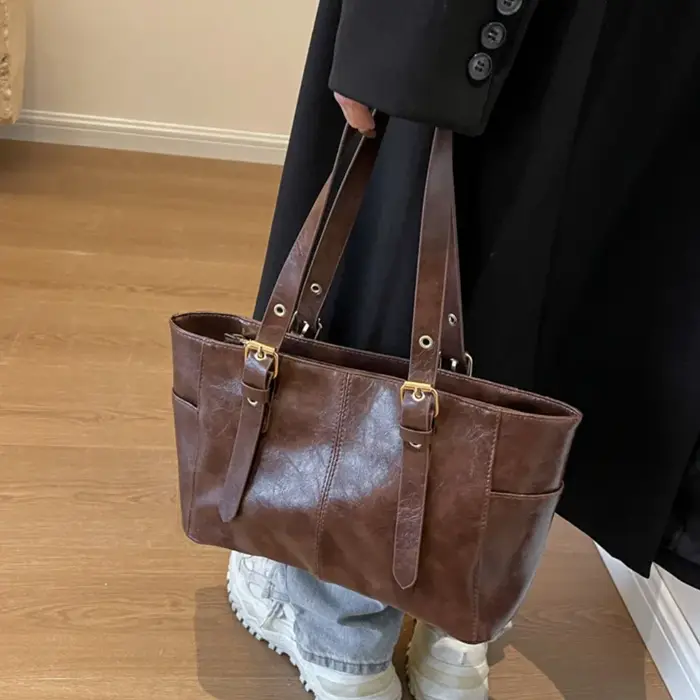 Mode rétro femmes sacs à bandoulière en cuir PU tendance haut de gamme dame sac fourre-tout grande capacité femme sac