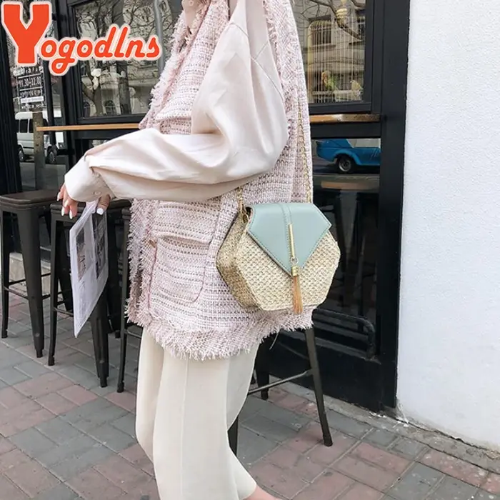 Yogodlns-Sac à main en rotin pour femmes