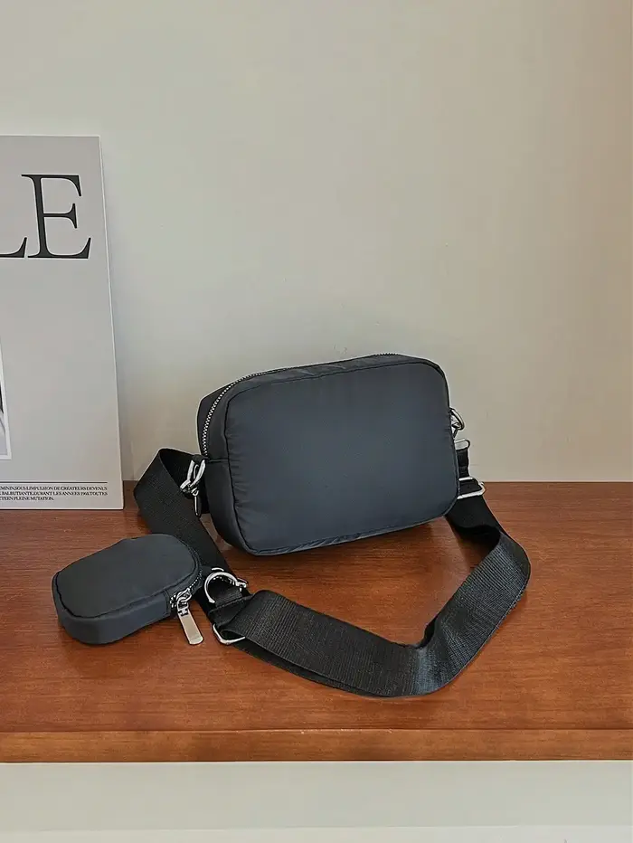 Petit sac carré en nylon à la mode et minimaliste, livré avec un petit sac, sac bandoulière léger ad