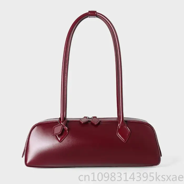 Sac à bandoulière pour femme en cuir véritable grande capacité, style minimaliste coréen, rouge, pour mariage