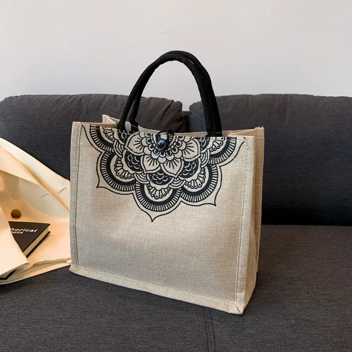 Sac à Main Vintage en Lin pour Femme