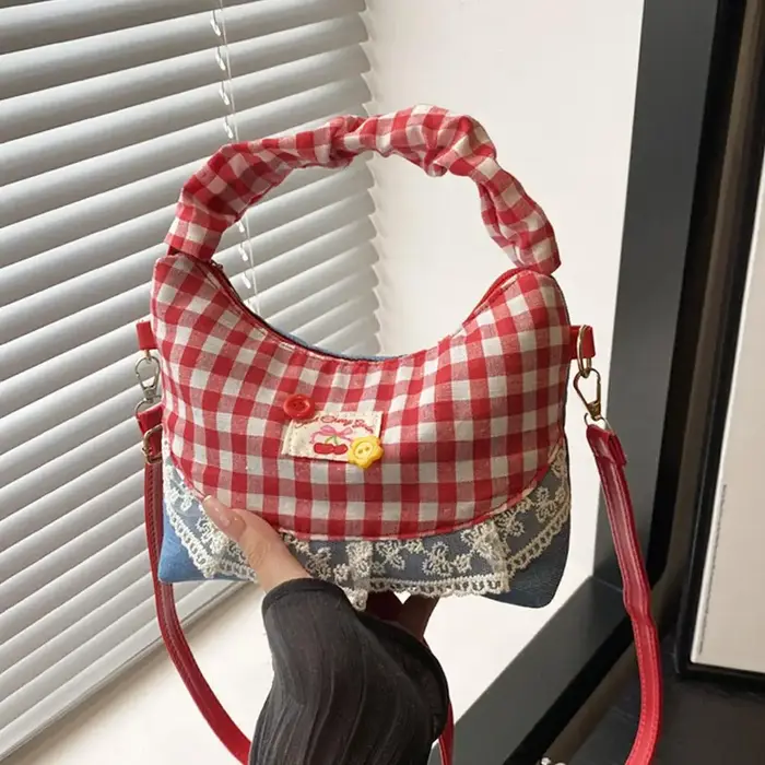 Nouveau sac à main en dentelle à carreaux Patchwork