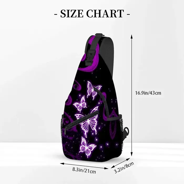 Petit sac de poitrine papillon violet pour hommes et femmes