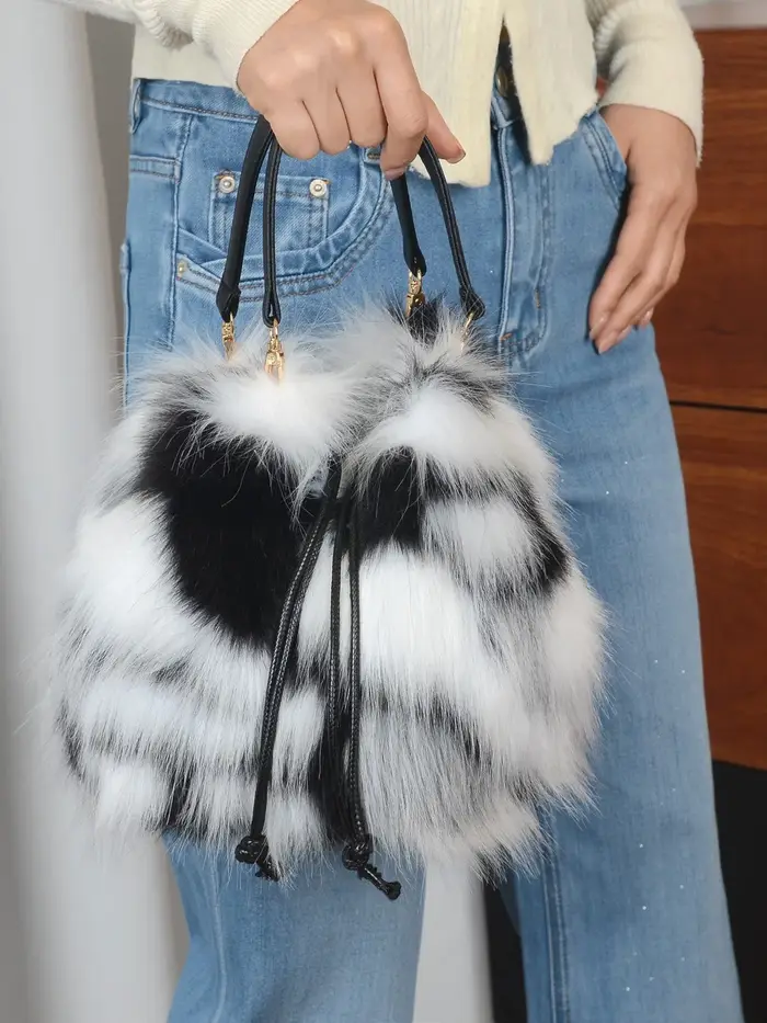 Sac à main tendance en fausse fourrure pour femme