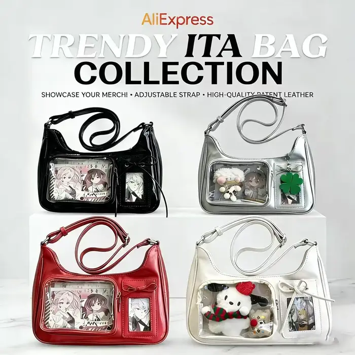 Y2k Harajuku sac à bandoulière femmes coréen Transparent Ita sac école sac