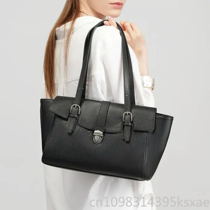 Sac fourre-tout en cuir véritable pour femme