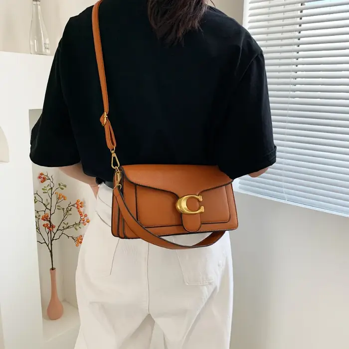 Sac à bandoulière simple en cuir PU pour femmes