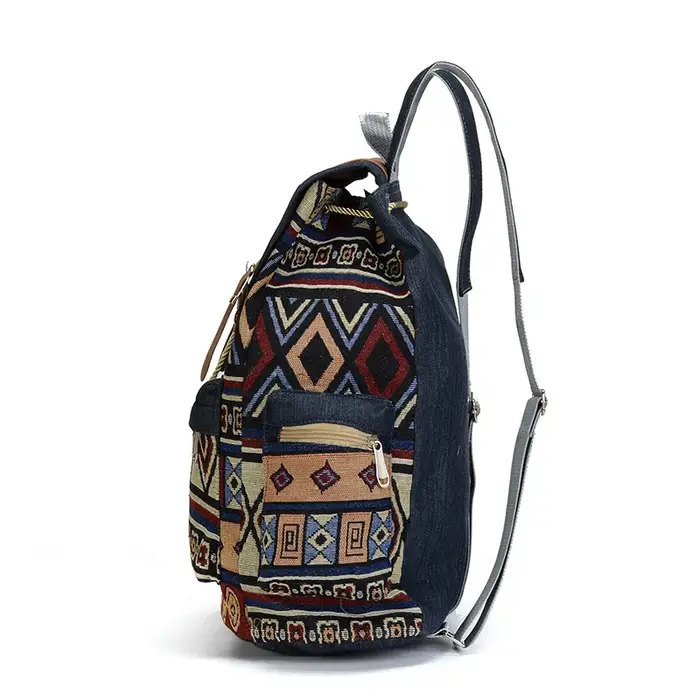 Femmes impression nationale sac à dos toile sacs d'école pour adolescents sac à bandoulière week-end voyage sac à dos Denim Mochilas Femininas