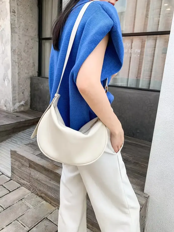 Mn Design-Sac à Main Demi-Lune Hobo en Cuir group pour Femme