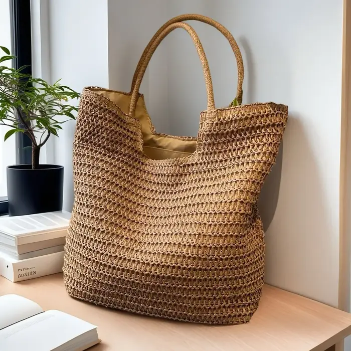 Sac à bandoulière vintage tissé à la main pour femme, en raphia et rotin, sacs de shopping bohèmes, 