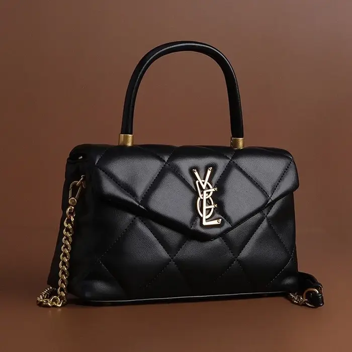 Sac à main haut de gamme avec grille de diamant, sac à bandoulière polyvalent avec chaîne à la mode,