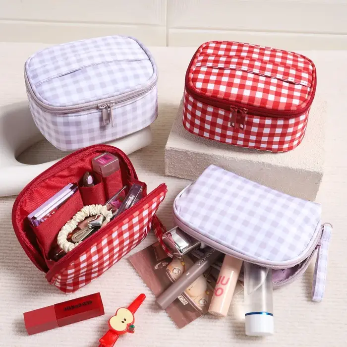 Sac à main mignon à carreaux rouges et violets pour femmes