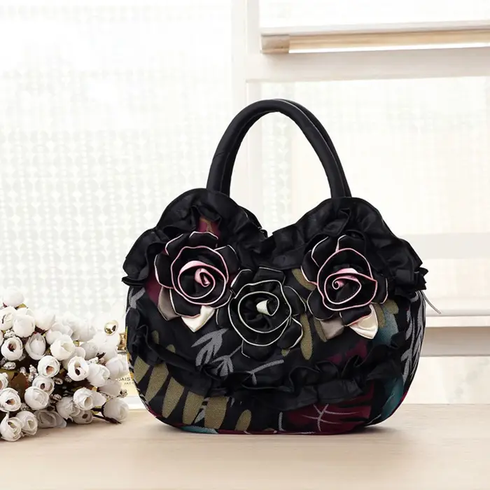 Sac de soirée pour femmes - sac à fermeture éclair avec motif floral brodé