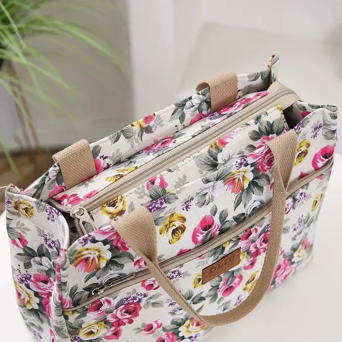 Sac de Shopping en toile à fleurs pour femmes