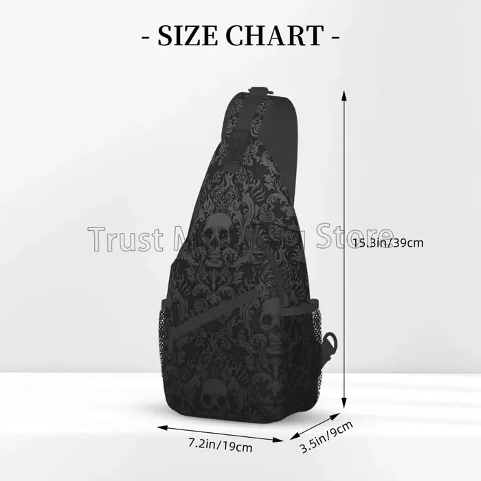 Vintage noir gothique crâne damassé sac à bandoulière sac