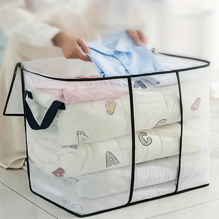 Grand sac de rangement transparent avec fermeture éclair et poignée