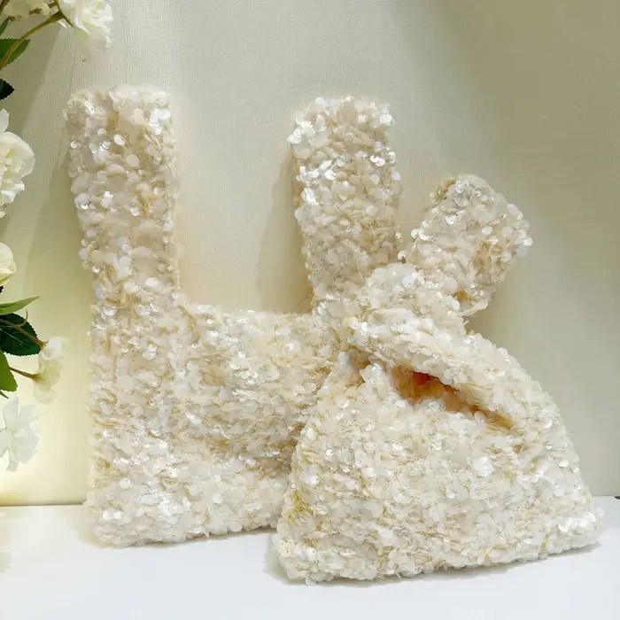Pochette de soirée élégante en sequins blancs pour femmes