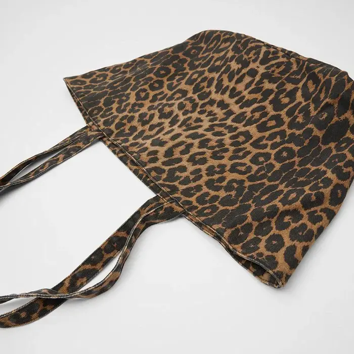 Sac à main en toile imprimé léopard pour femme