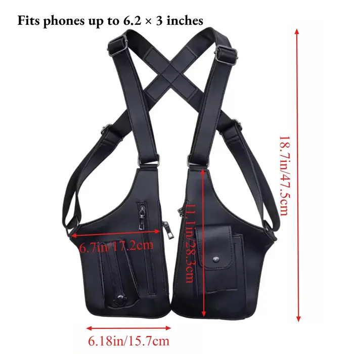 Sac antivol sous les bras, étui d'épaule caché, double pochette de rangement, poche portefeuille pour téléphone