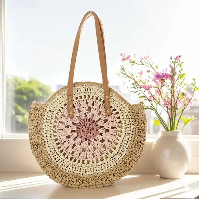 Sac à Main Rond en Paille pour Femme
