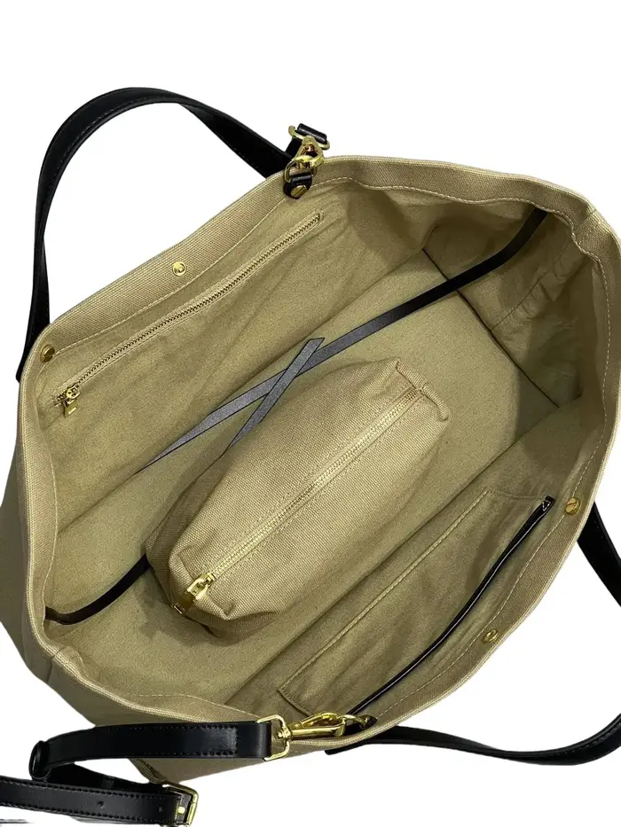 Sac à main fourre-tout en toile et cuir pour femmes