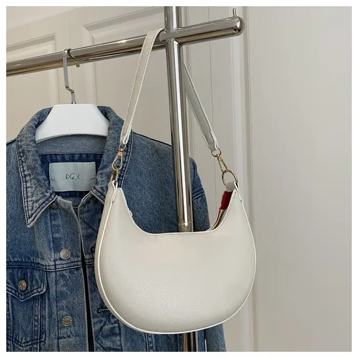 Sac à main croissant de luxe pour femmes, sac à bandoulière avec fermeture à glissière pour occasion