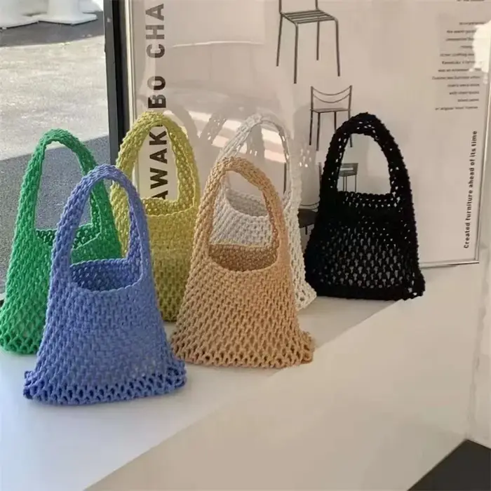 Sac fourre-tout d'été tissé à la main ogo Crochet