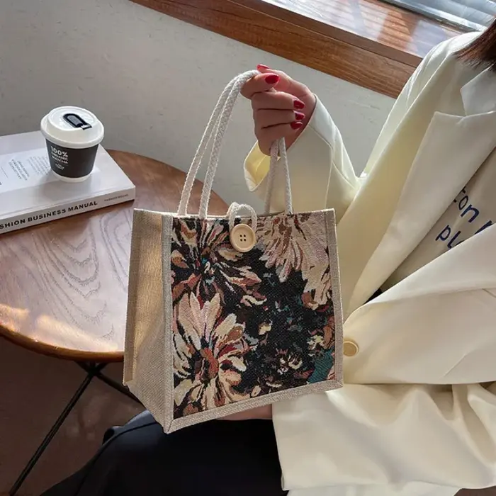 Sac à main portable en lin pour femme