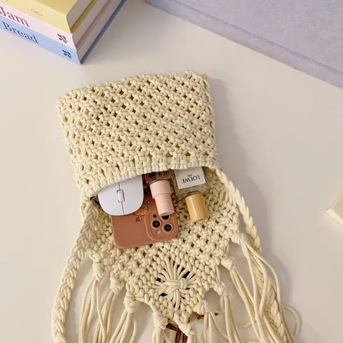 Nouveau sac bandoulière bohème en macramé pour femme