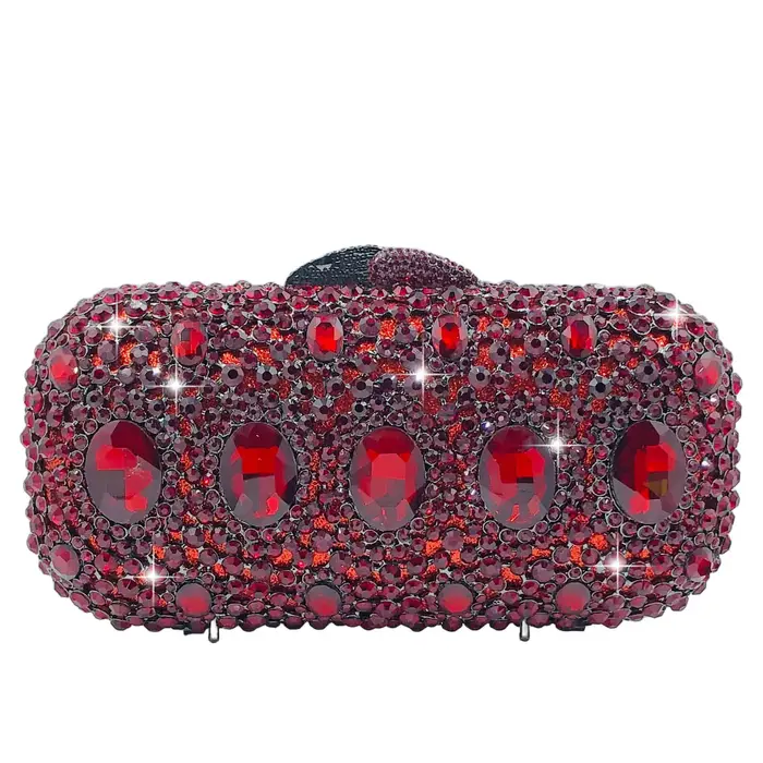 Boutique de FGG Pochette en strass bordeaux pour femme