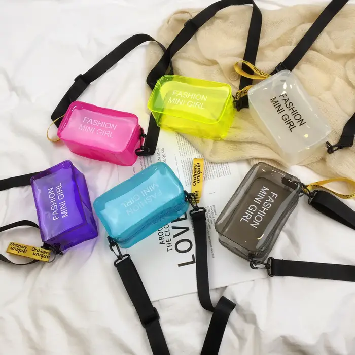 Nouveau petit sac carré sac de gelée Transparent sac à bandoulière pour femme sacs à main de mode po