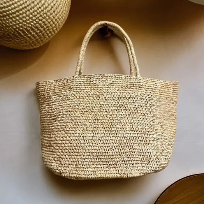 Sac fourre-tout tissé grande capacité en herbe Laffey pour femme, sac à main d'été crocheté à la mai