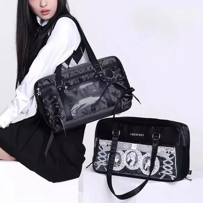 Sac à lacets avec nœud Ita sous les bras JK Sac Femme carré Transparent Bolsos De Mujer sacs à bandoulière