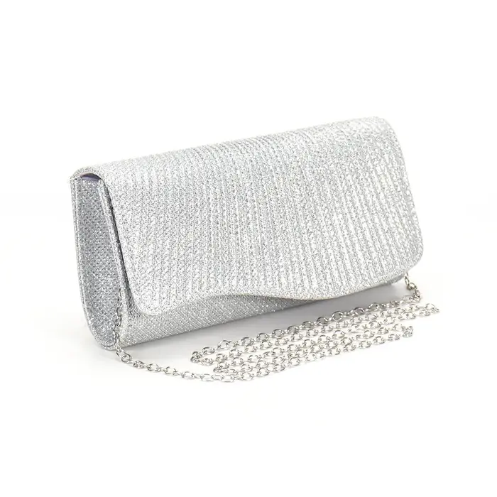 Nouvelle pochette de soirée brillante à paillettes couleur argent