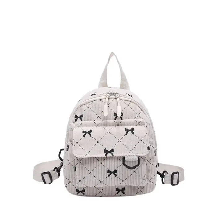 Mini sac à dos doux fille nœud papillon imprimé sac à bandoulière voyage sac de rangement cosmétique