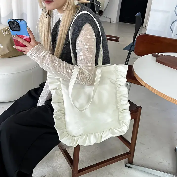 Vintage femmes fourre-tout sacs Style français volants élégant Sac A Main Femme grande capacité léger mince épaule