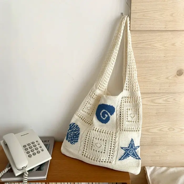 Sac à bandoulière grande capacité en crochet
