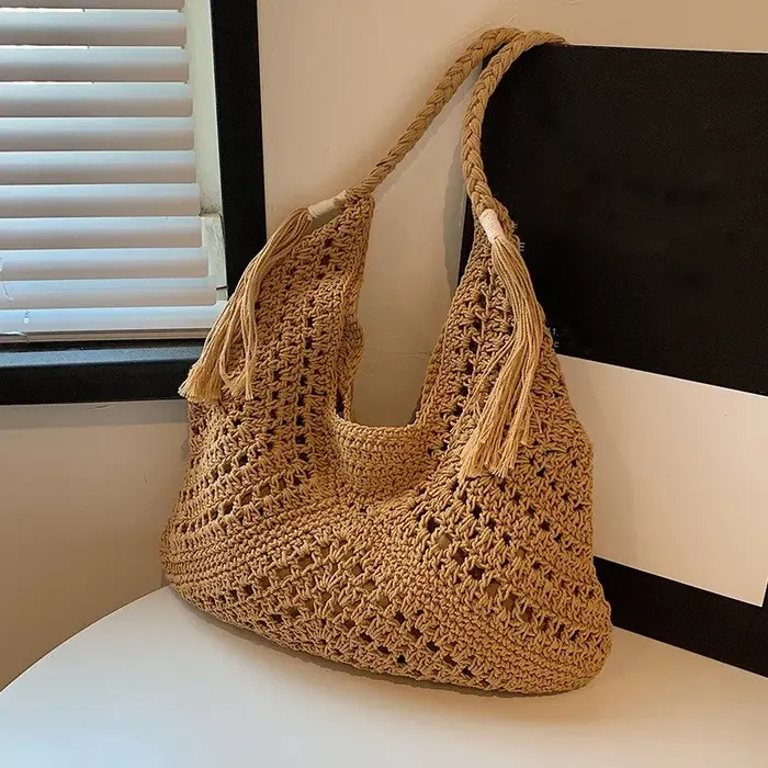 1Pc été décontracté Crochet sac à bandoulière Style Boho plage vacances fourre-tout sacs mode tissé sac tricoté Design